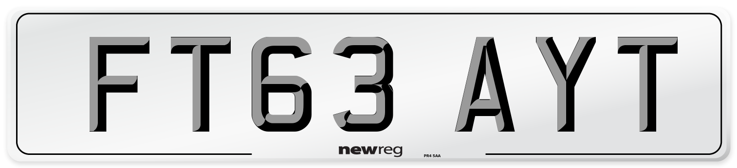 FT63 AYT Number Plate from New Reg